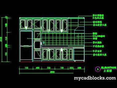Kitchen CAD plane and elevation 07